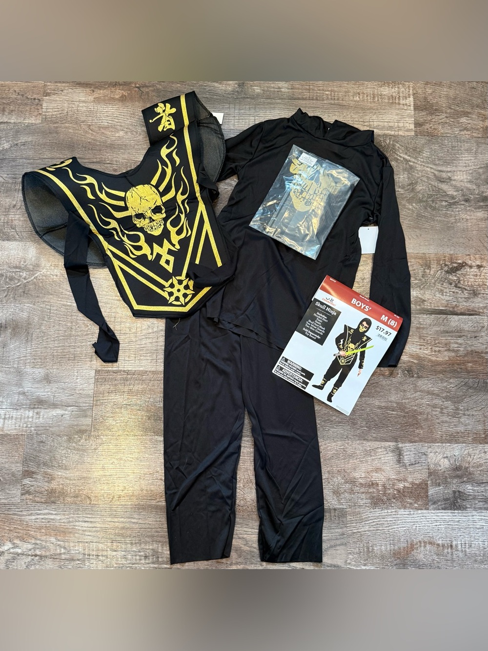 NWT Way To Celebrate Skull Ninja Boys Halloween Costume Medium (8) Cosplay